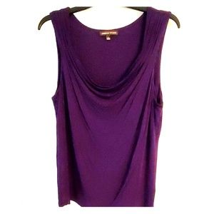 Adrienne Vittadini Dark Purple Drape Neck Top L